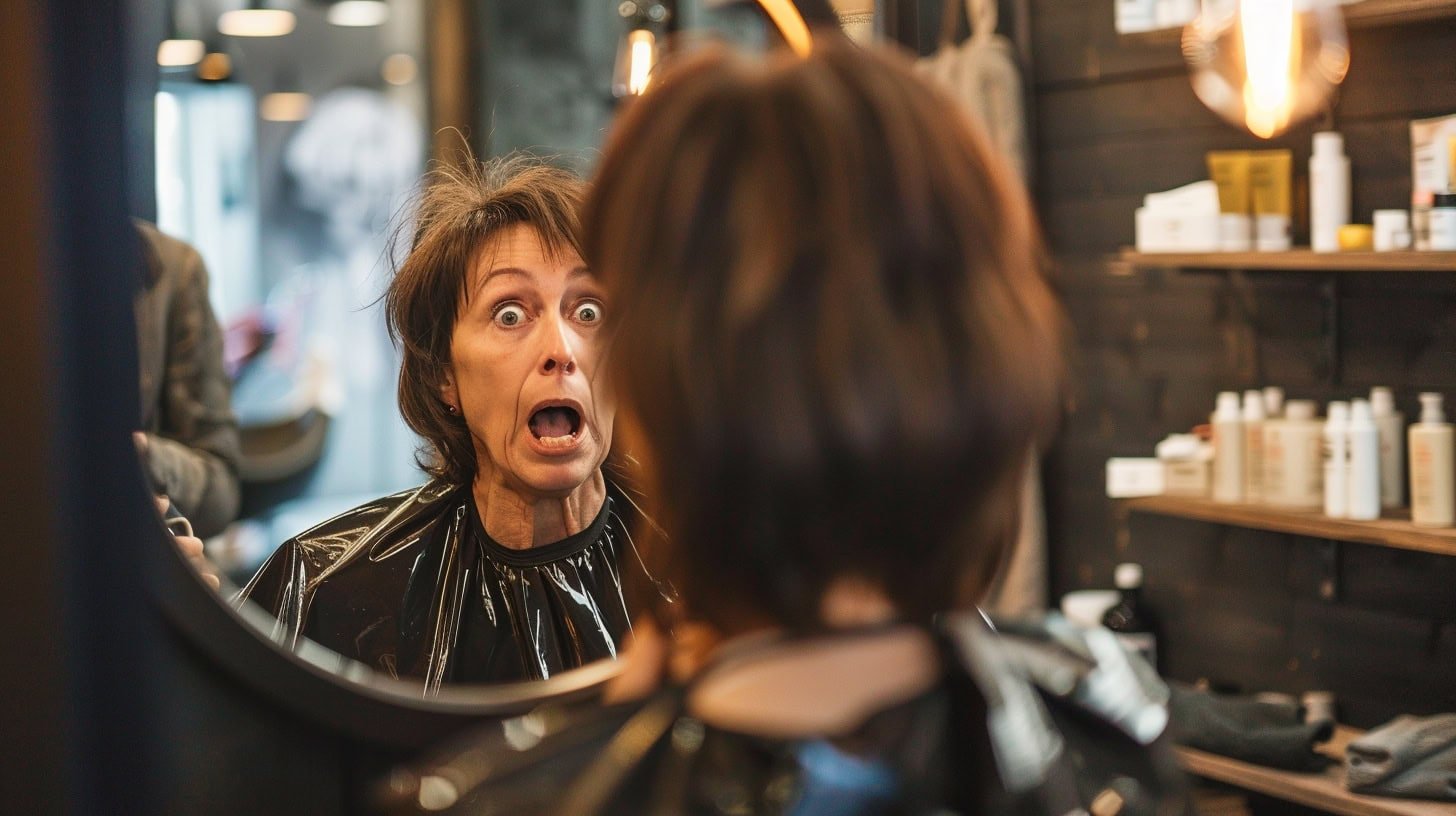 Middle Aged Woman Sitting Hairdresser Chair