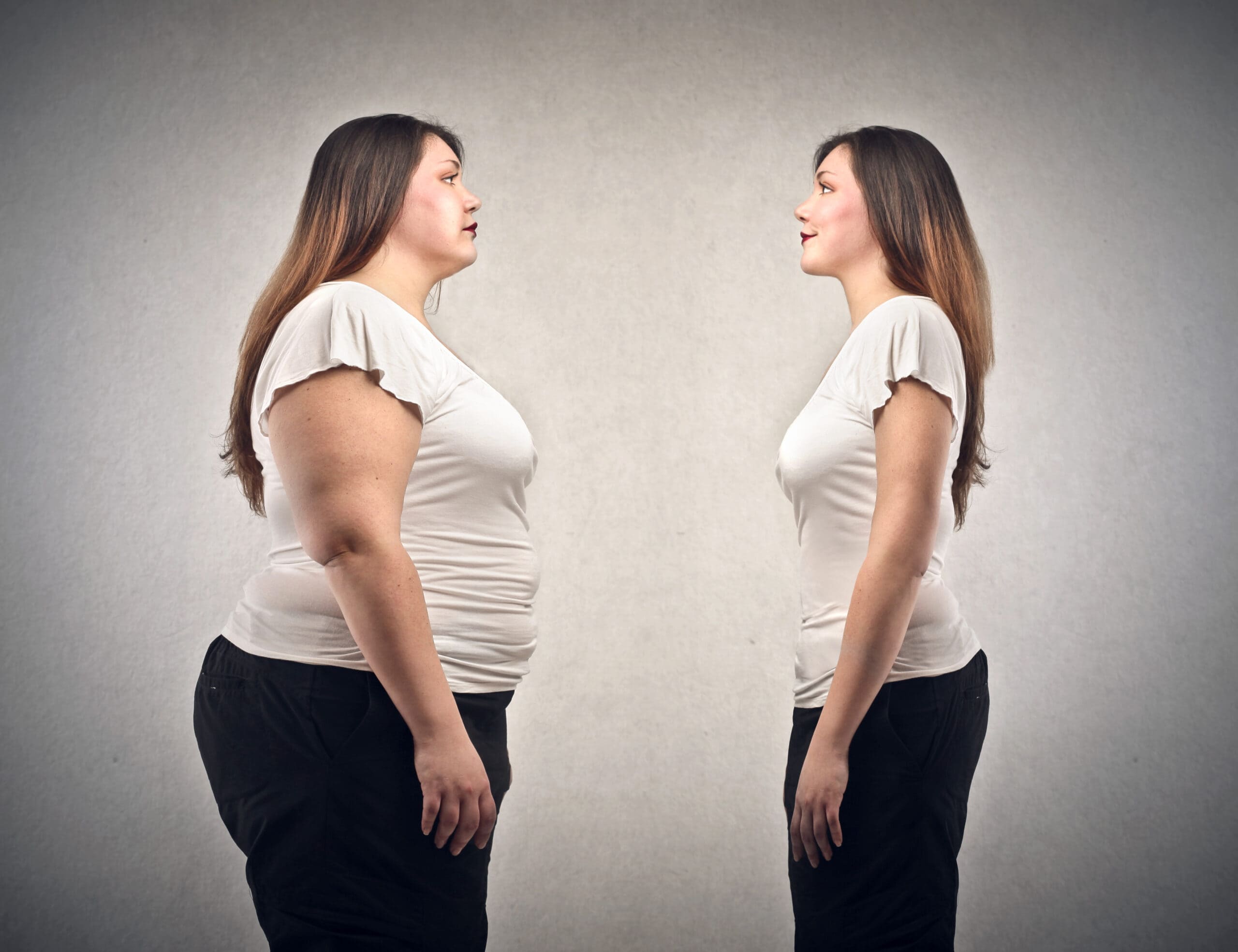 Young,fat,woman,and,young,woman,lean